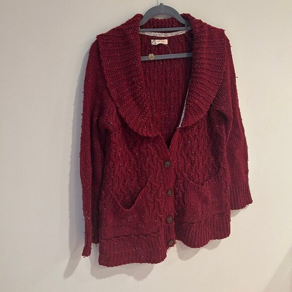 Anthropologie Isabella Sinclair Farfar Alpaca Wool Chunky Cardigan Sweater Large - Picture 5 of 9